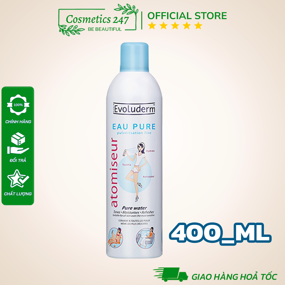 Xịt Khoáng Evoluderm Atomiseur Eau Pure Dưỡng Da, Cấp Ẩm 400ml