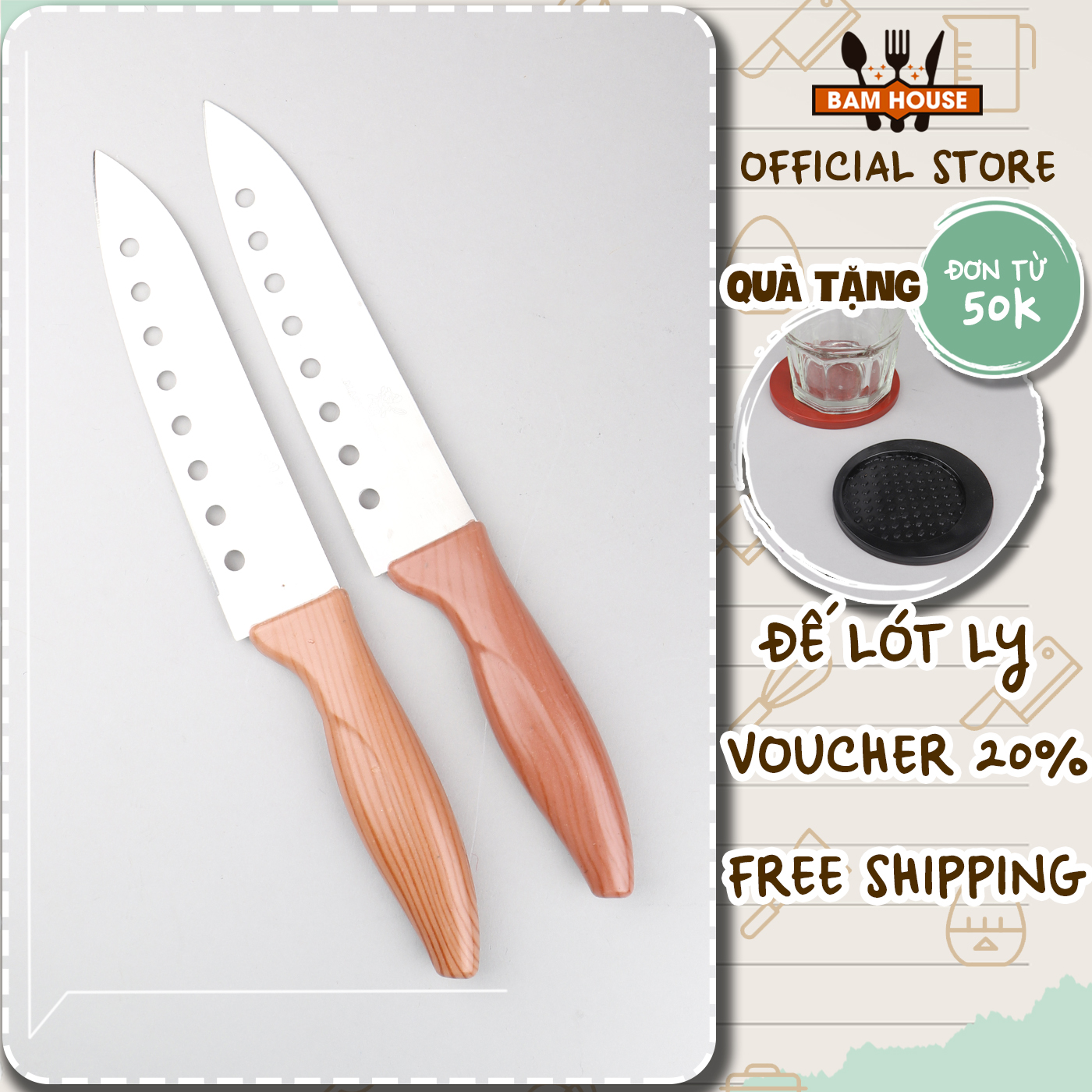 [HCM]Dao bếp gọt trái cây inox Bam House cán nhựa cao cấp DC07 - Super Đơn