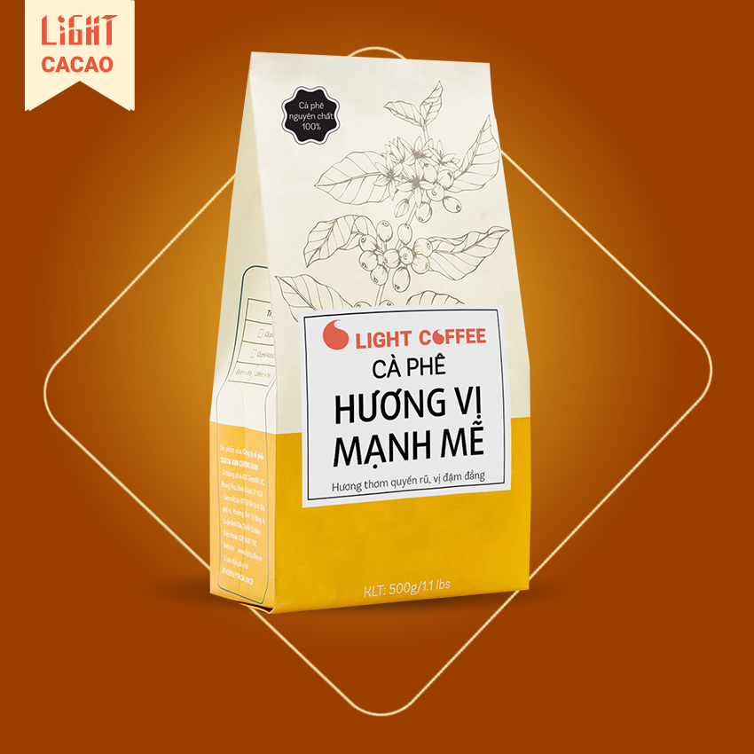 Cà phê nguyên chất Hạt Hương vị mạnh mẽ Light Coffee Gói 500g