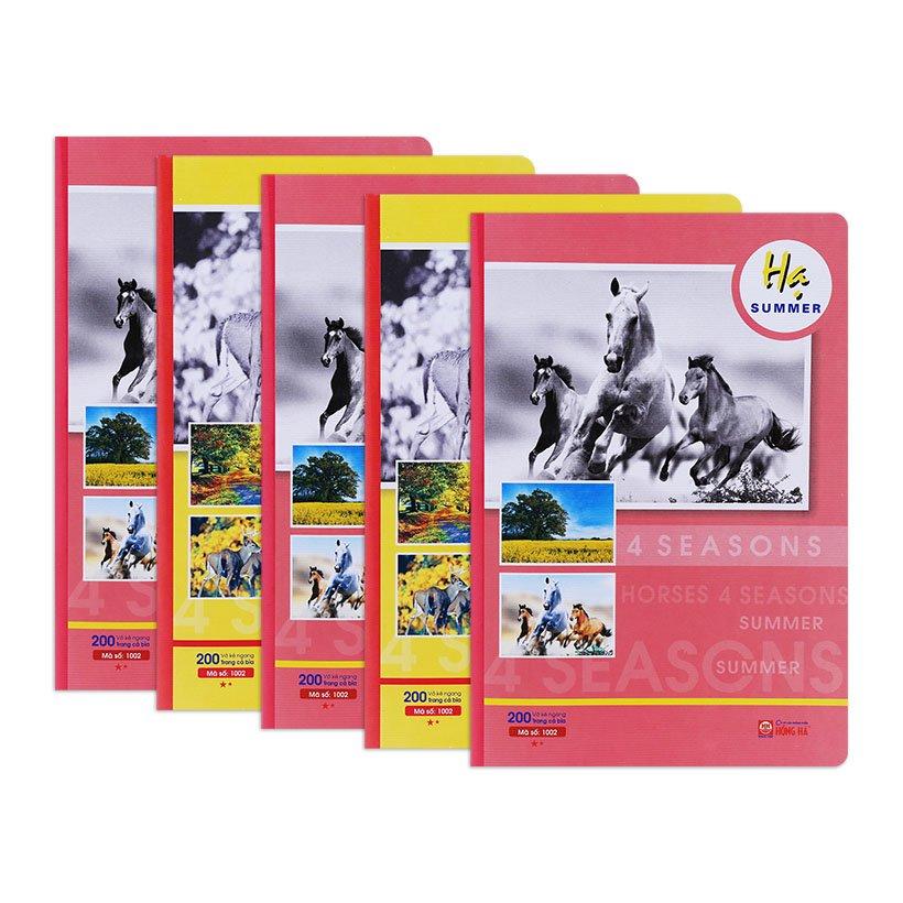 Vở Kẻ Ngang Hồng Hà Pupil - Bốn Mùa 200 trang (Tập 05 Quyển) Màu Ngẫu Nhiên