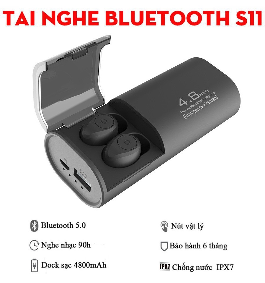 Tai Nghe Bluetooth F9 S 11 Tai Nghe Không Dây S11 Công Nghệ Bluetooth 5.0 Kén Sạc 4800 Mah Kiêm Sạc Dự Phòng Chống Thấm Nước Chống Bụi, -50% Bảo Hành 12 Tháng