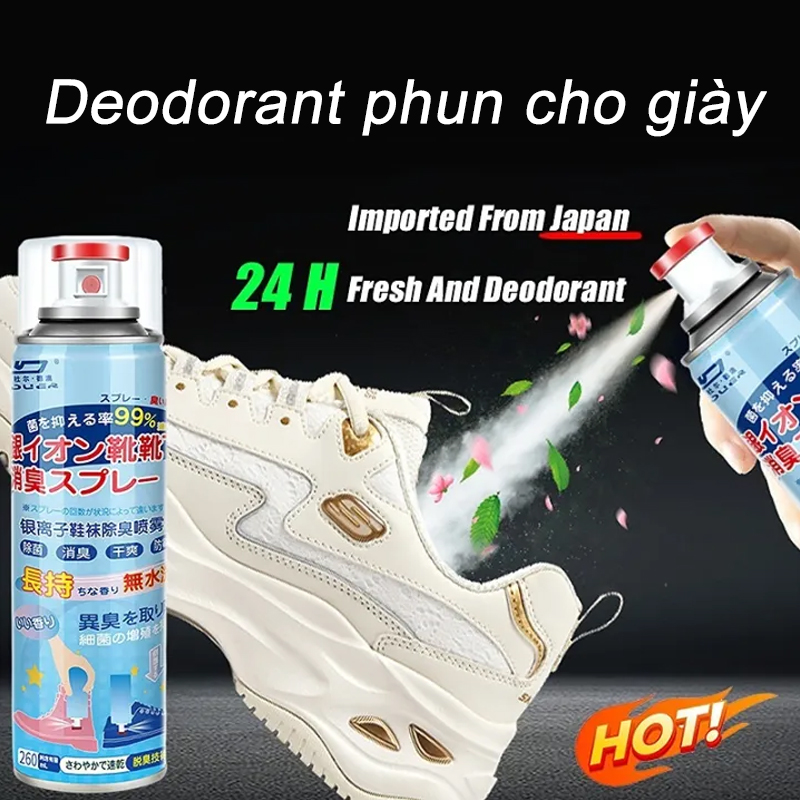 Giày khử mùi Thuốc giữ bình xịt trong 24 giờ với giày thơm khử mùi xịt thuốc xịt kháng khuẩn Omnisis -deodorant Spray,Chai xịt giày khử mùi chống hôi chân giày dép Nano Bạc bình xịt giày khử mùi xịt thơm giầy sneaker nam nữ chống hôi chân 260ml