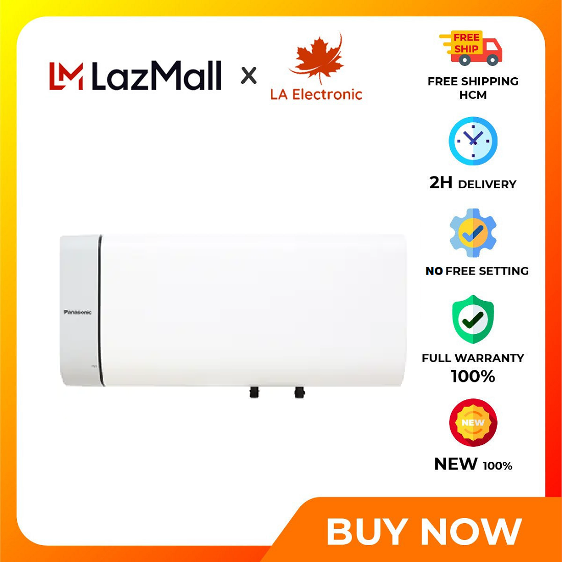 Panasonic DH-20HBMVW 20 liter water heater - Free shipping HCM - Stainless steel inner tank Built-in ELB anti-shock IPX4 waterproof case