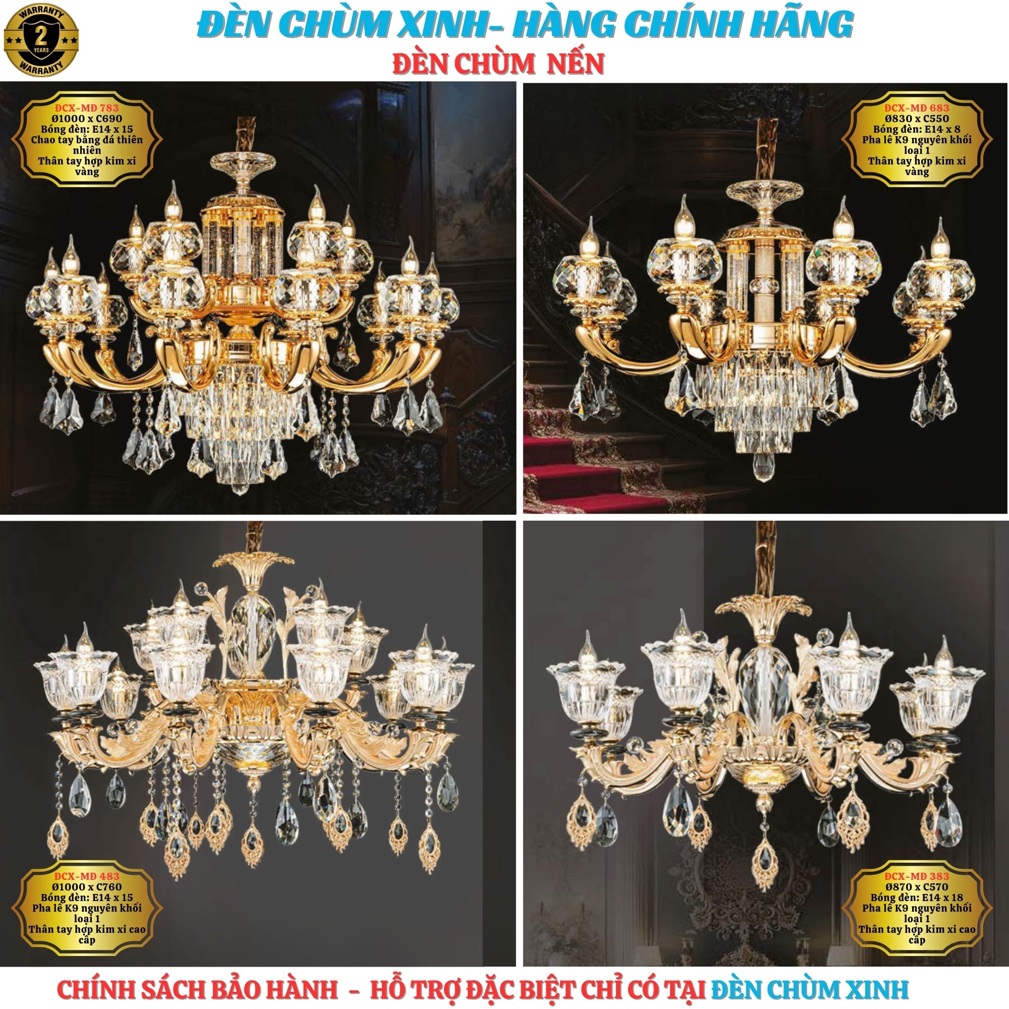 [ ĐÈN CHÙM XINH ]Đèn chùm nến ĐCX-MĐ chính hãng lắp trang trí Showroom nội thất, trung tâm tiệc cưới Giá 27,720,000 Đồng*Miễn phí vận chuyển