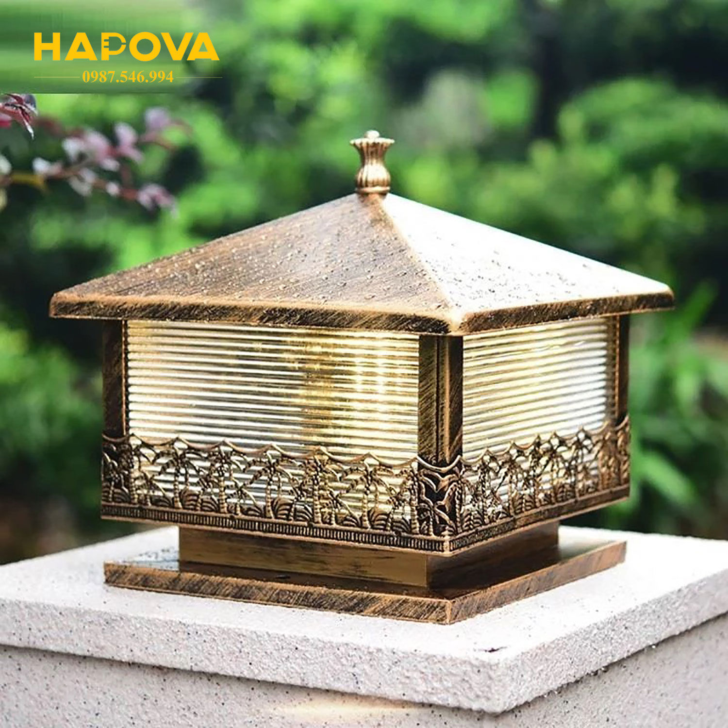 Đèn trụ cổng cây dừa đèn sân vườn cỡ 250mm và 200mm HAPOVA TC 7005