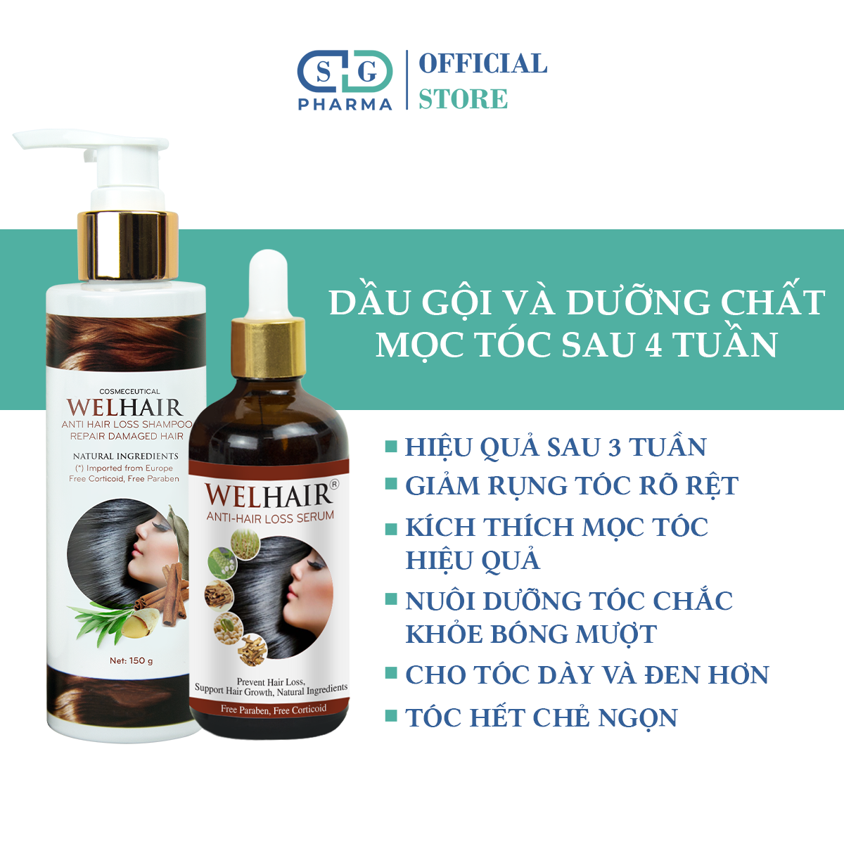 Combo Dầu Gội Và Serum Kích Thích Mọc Tóc Ngăn Rụng Tóc Welhair