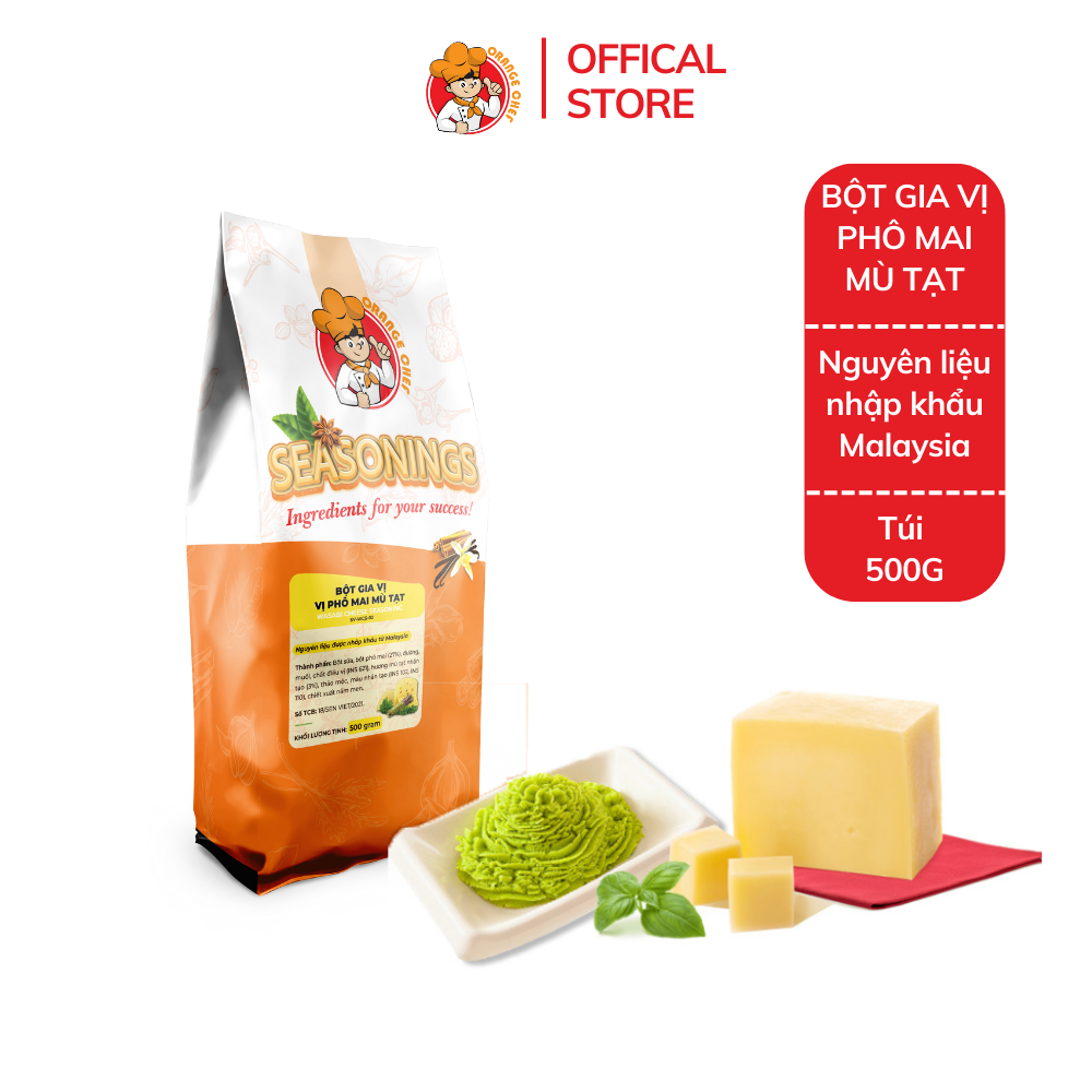 Bột gia vị phô mai mù tạt wasabi cheese seasning orange chef túi 500g