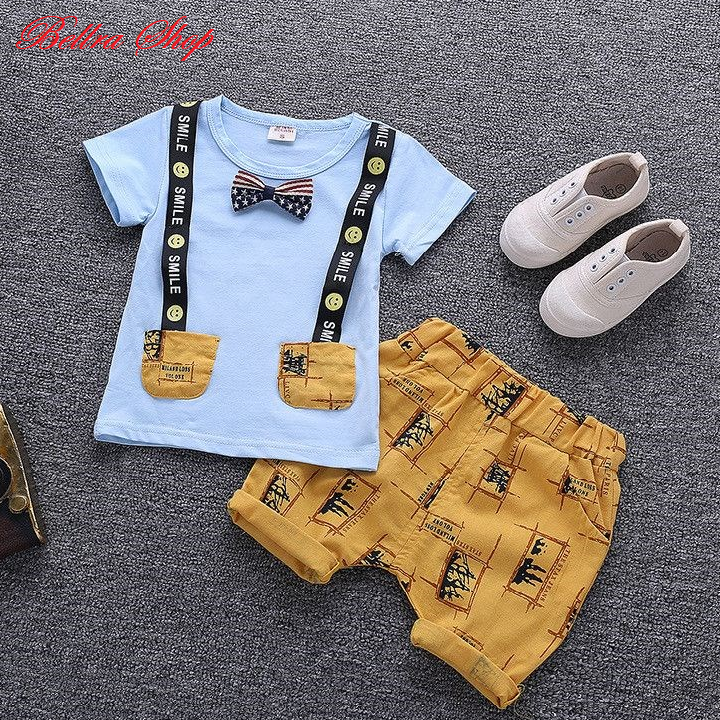( Xả Hàng Lỗ) Set Quần Áo Công Tử Vải Thun Thấm Hút Mồ Hôi Cho Bé Trai Từ 1-6 Tuổi