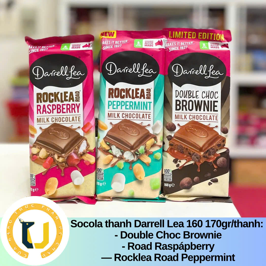 (HÀNG ÚC) Kẹo thanh socola sữa nhiều vị DARRELL LEA Milk Chocolate Bar