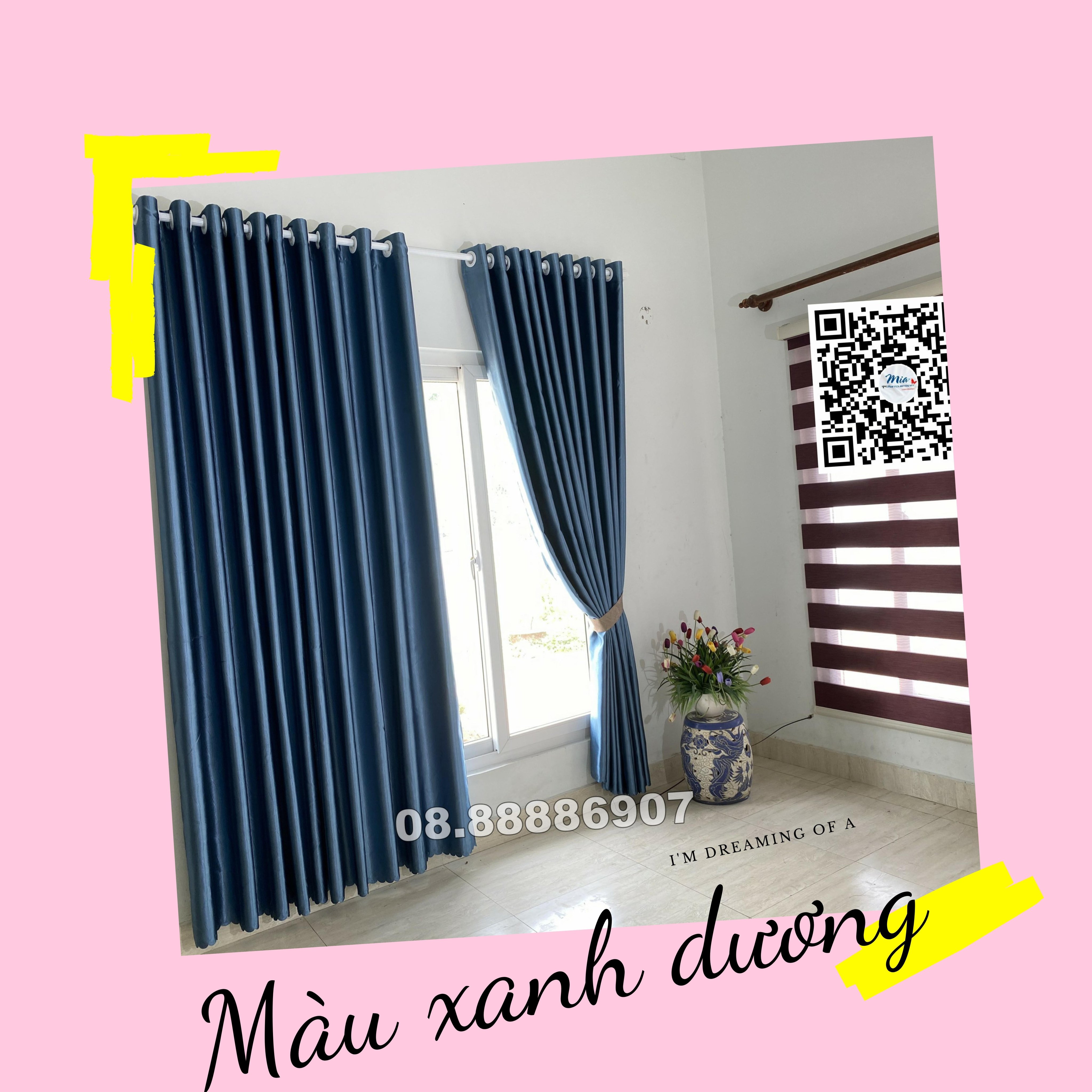 Rèm cửa sổ may sẵn, màu sắc tùy chọn, shop rèm cửa Mia