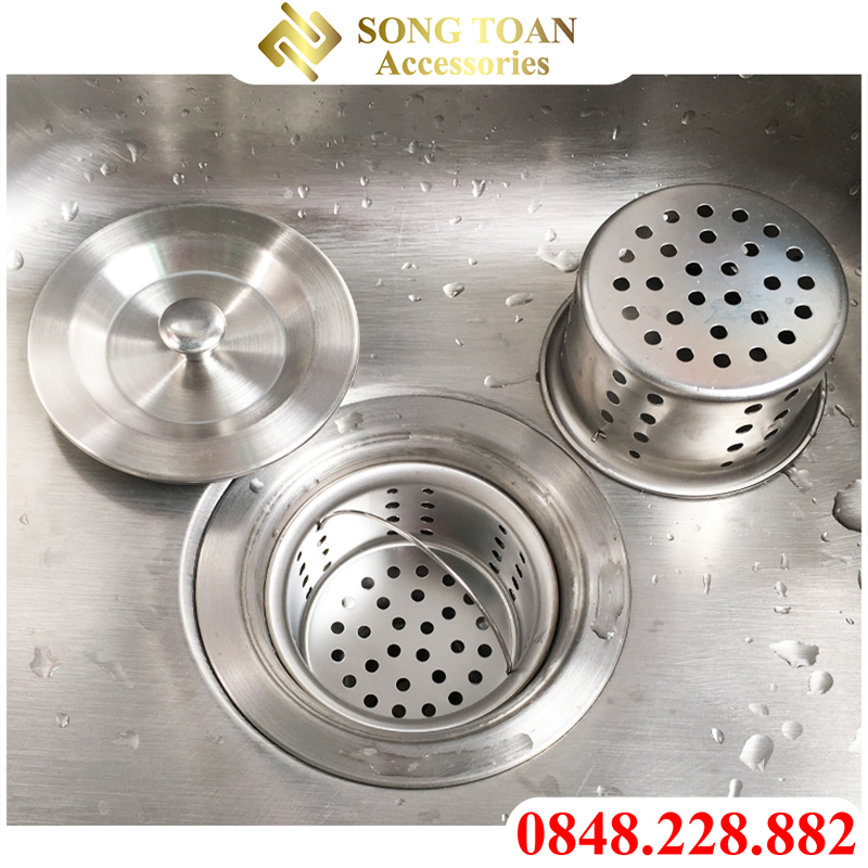 Giỏ rác, lọc rác chậu rửa, nắp đậy bồn rửa chén, giỏ rổ rọ lọc rác cho chậu rửa hộc chén - Chất liệu Inox