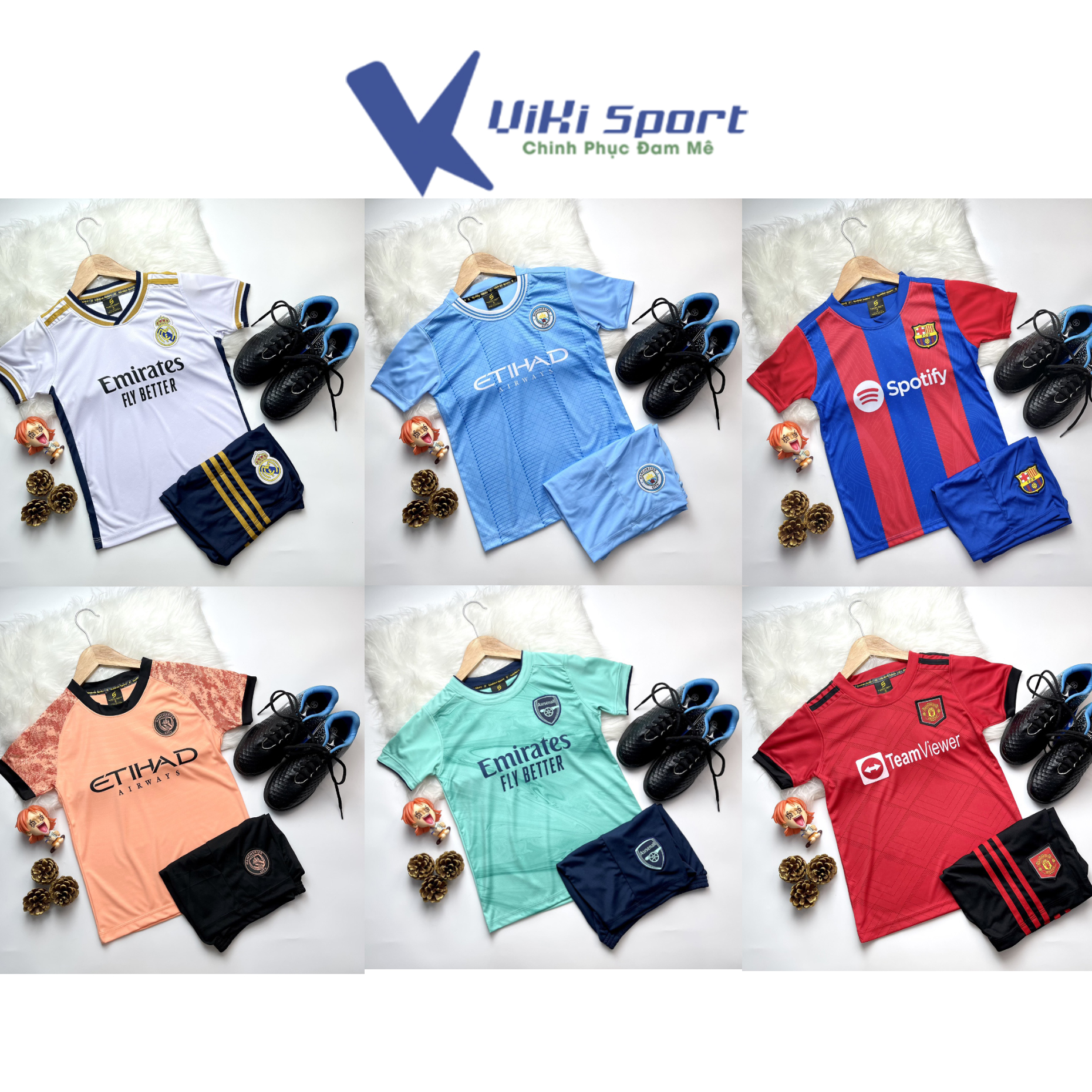 Bộ quần áo bóng đá cho bé, quần áo thể thao trẻ em từ 10kg đến 45kg SV03 - Vikisport