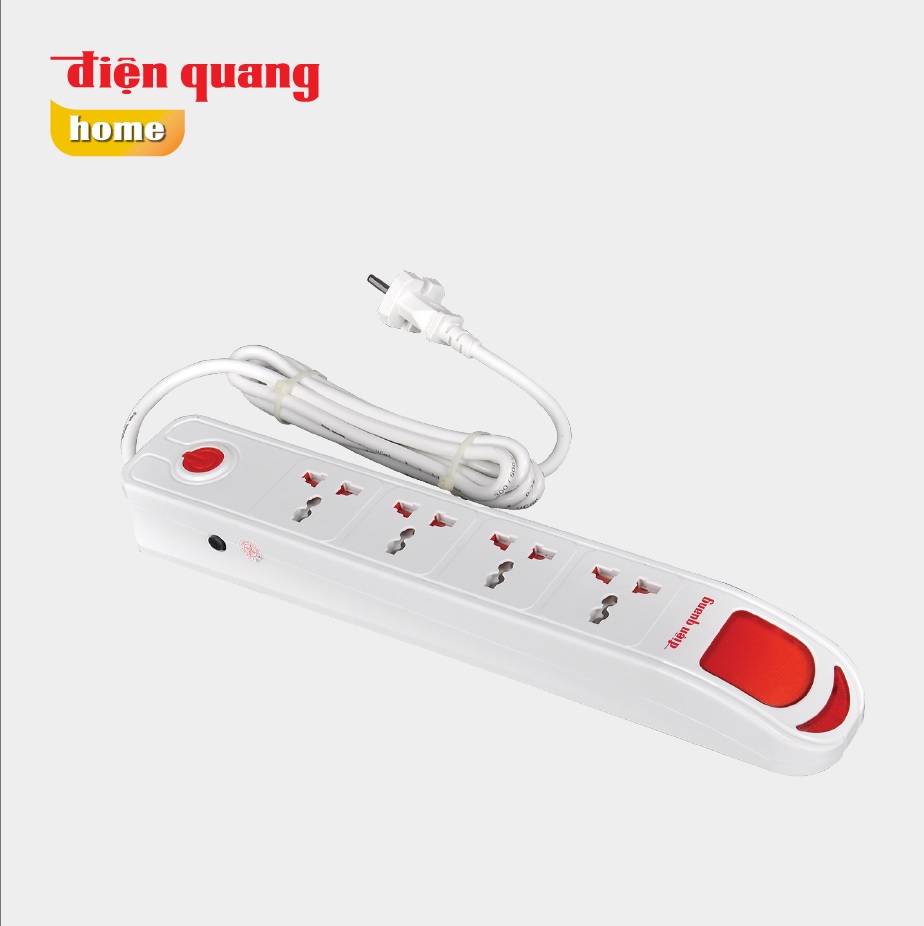 Ổ cắm điện quang đq esk 2w dbw104 kiểu tàu siêu tốc 4 lỗ 3 chấu dây dài 2m