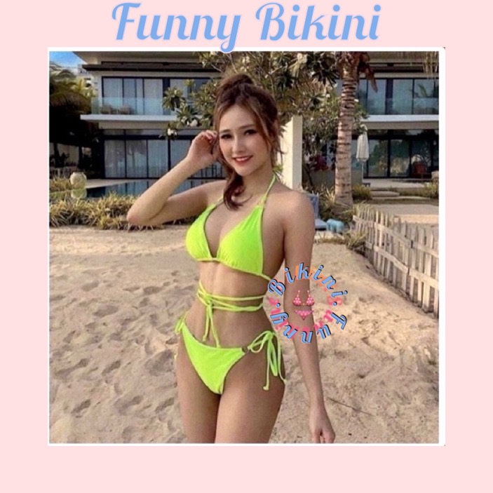 Bikini đồ bơi nữ 2 mảnh đi biển tinh tế kết hợp dây cột eo funny bikini ms-51