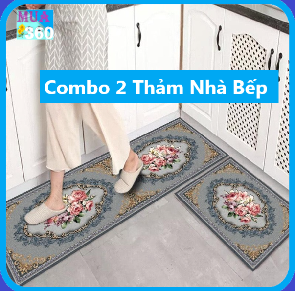 Thảm nhà bếp 3d combo 2 tấm 40x60cm & 40x120cm - combo 2 thảm nhà bếp - bộ 2 thảm trải sàn nhà bếp 3d chống trượt cao cấp