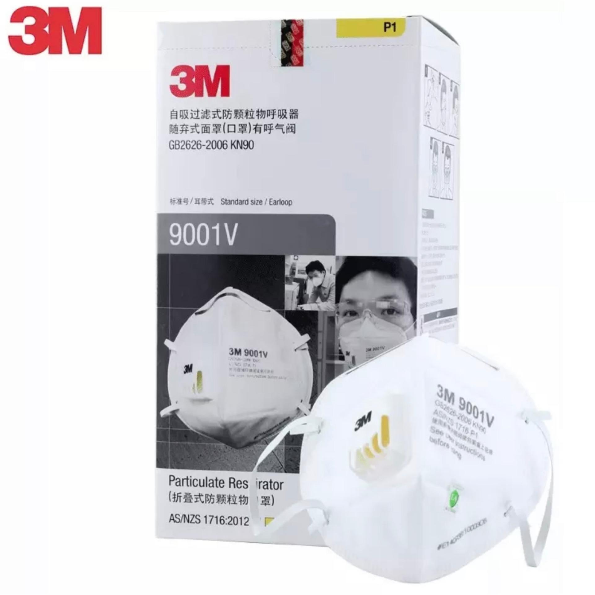 Hộp 25 cái khẩu trang 3m 9001v có van thở lọc bụi siêu mịn pm 2.5, bụi siêu nhỏ