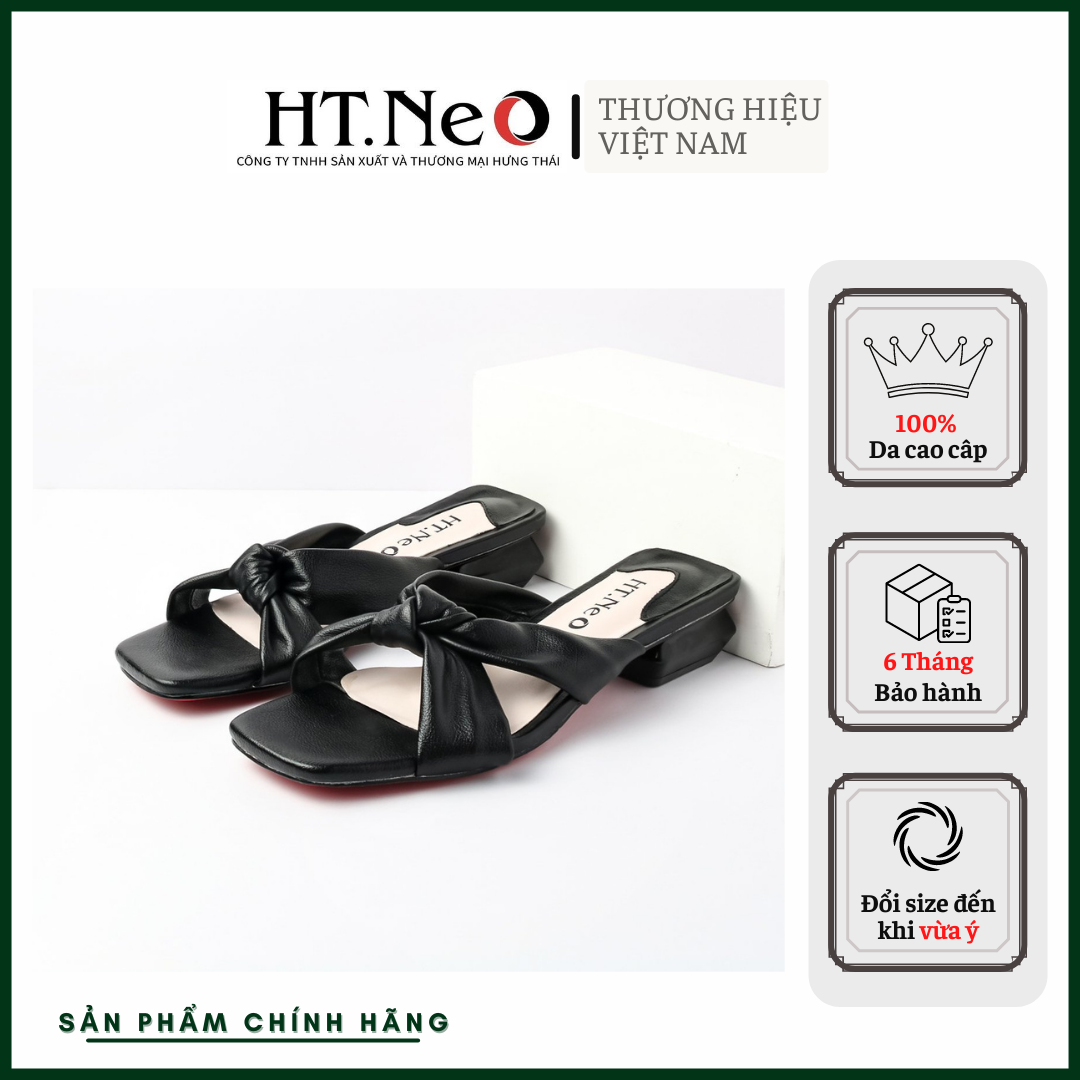 Dép lê nữ quai da  HT.NeO nơ xoắn chéo ôm chân nhẹ nhàng nữ tính đế bệt da mềm bền đẹp thời trang ( SDN68- ĐE/XA/KE)