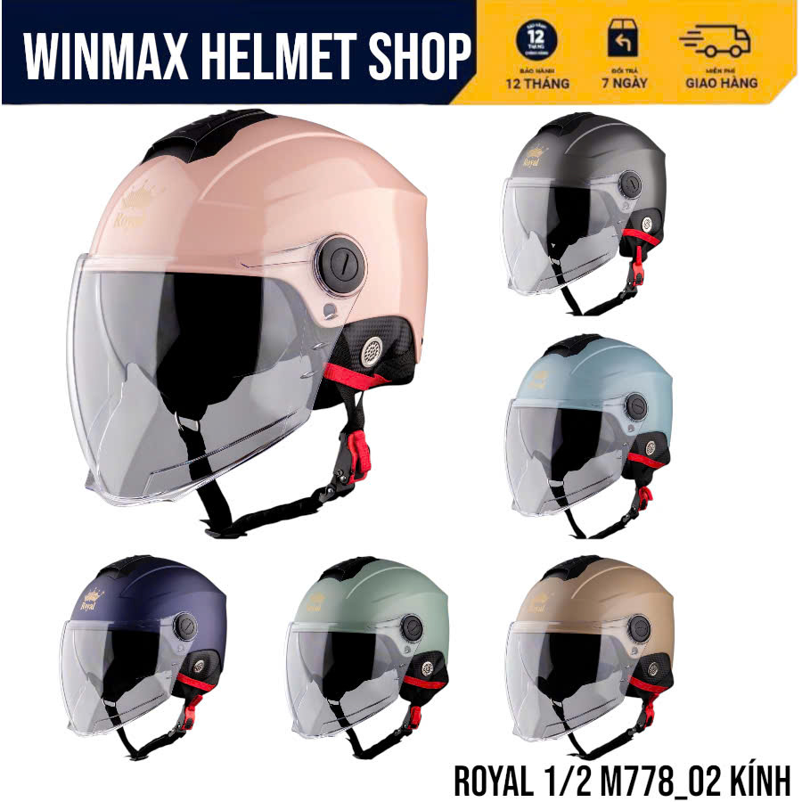 Royal Helmet M778_02 Kính Mũ Bảo Hiểm Xe Máy 1/2 Đầu Hàng Chính Hãng ROYAL HELMET BH 12 Tháng.