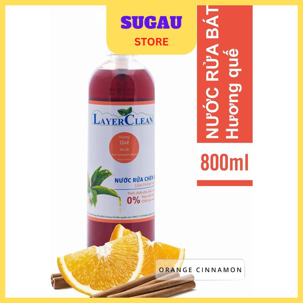 Nước rửa bát hữu cơ Layer Clean 800ml Quế, hương hồng