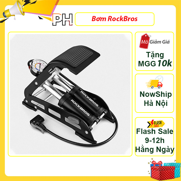 Bơm đạp chân 2 xylanh dùng cho xe đạp, xe máy, ô tô có đồng hồ đo áp suất lốp