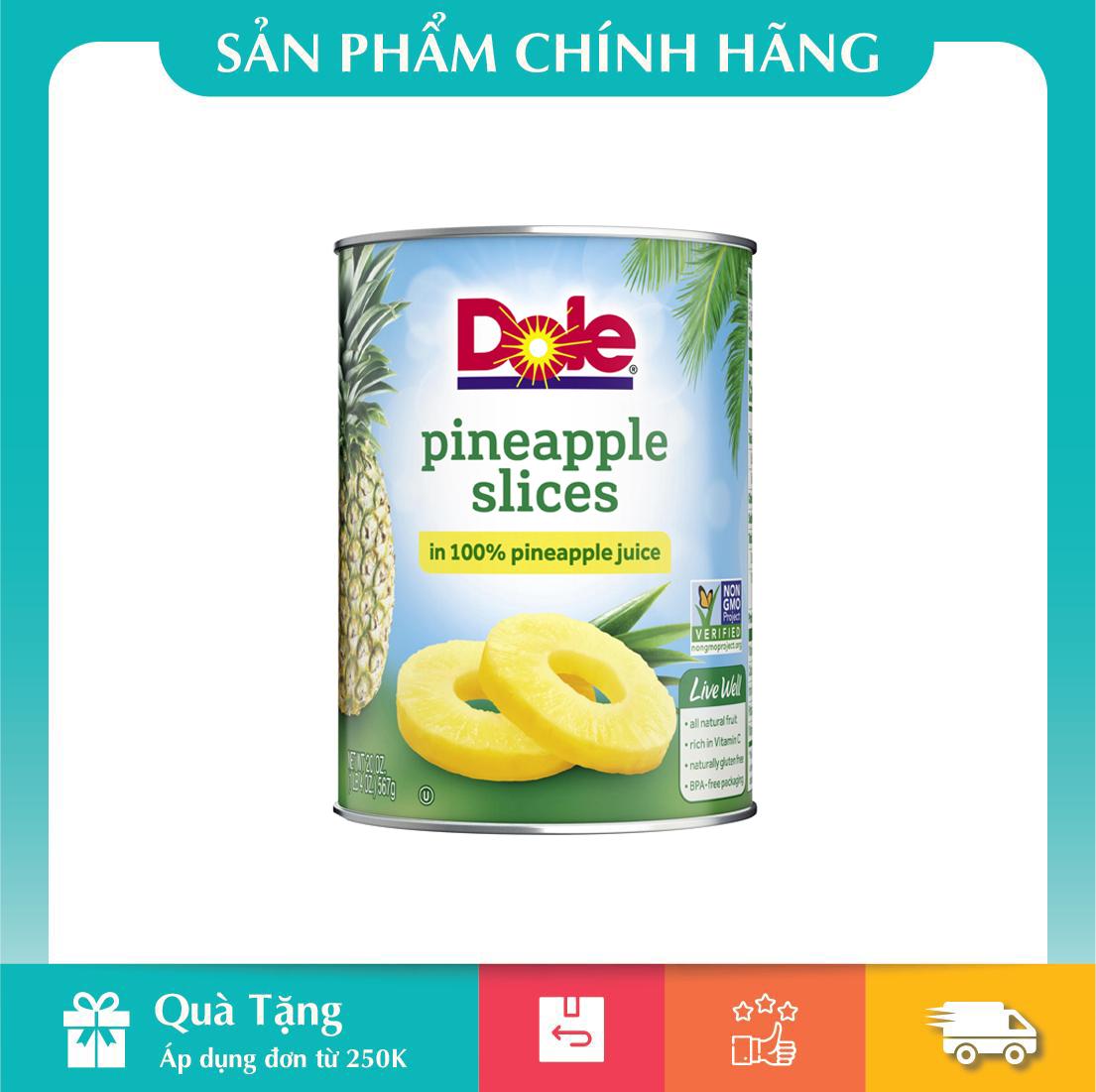 Dứa tươi nguyên lát đóng lon dole 822gr