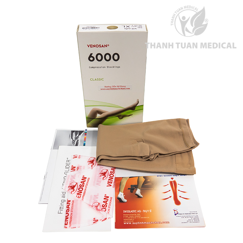 Vớ gối trị suy giãn tĩnh mạch venosan 6000 size s, m, l