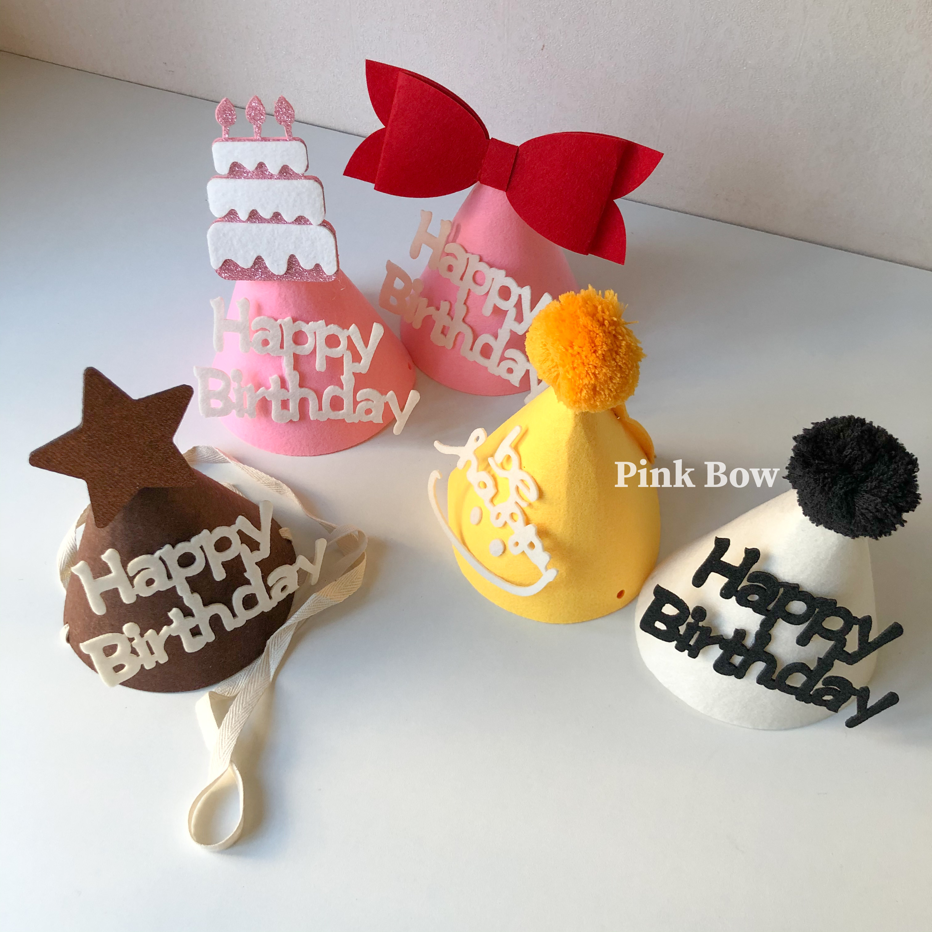 Nón sinh nhật có chữ Happy Birthday HPBD đủ màu sắc và kiểu dáng chất Nỉ