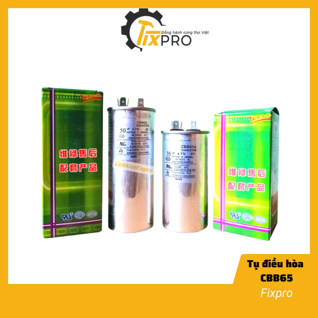 Tụ điều hòa 20uf/25uf/30uf/35uf/40uf/45uf/50uf/60uf cbb65 450v chất lượng tốt - fixpro