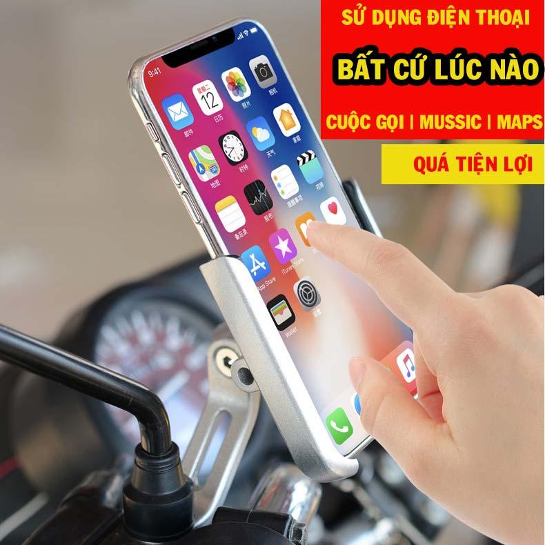 Giá đỡ kẹp điện thoại cho xe máy xe đạp Wuff , hợp kim nhôm cao cấp chống trầy xước, chống rung , chống trộm