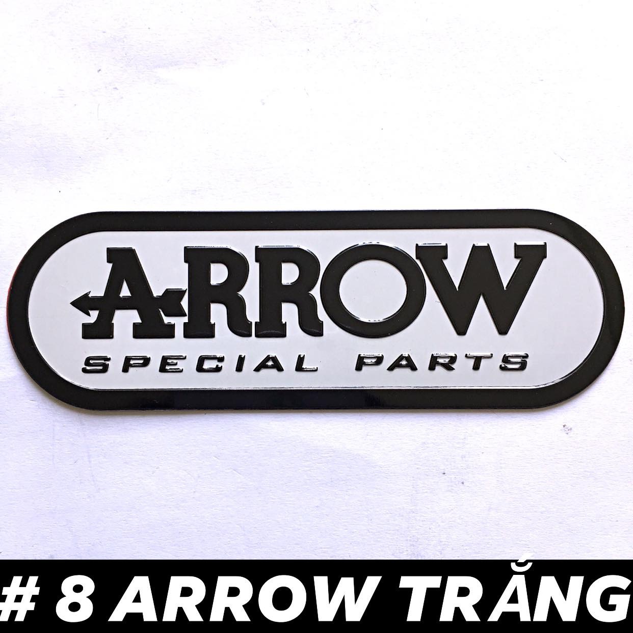 Tem nhôm dán pô xe ống xả ARROW TRẮNG #8