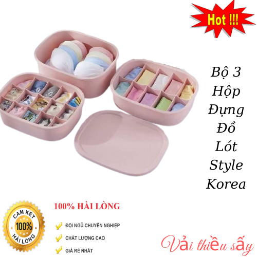 Bộ 3 Hộp Đựng Đồ Lót Style Korea Nhựa Hàng Hiệu, Hộp Đựng Đồ - Hộp Đựng Đồ Lót - Thùng Nhựa Đựng Đồ Lót Rẻ Bất Ngờ, Uy Tín Đảm Bảo Những Đồ Lót Gợi Cảm Quyến Rũ Bí Mật