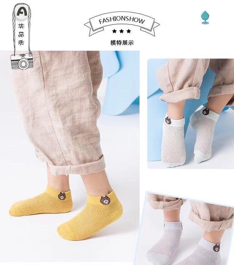 [HCM]Set 5 đôi tất gấu lưới thông hơi cho bé