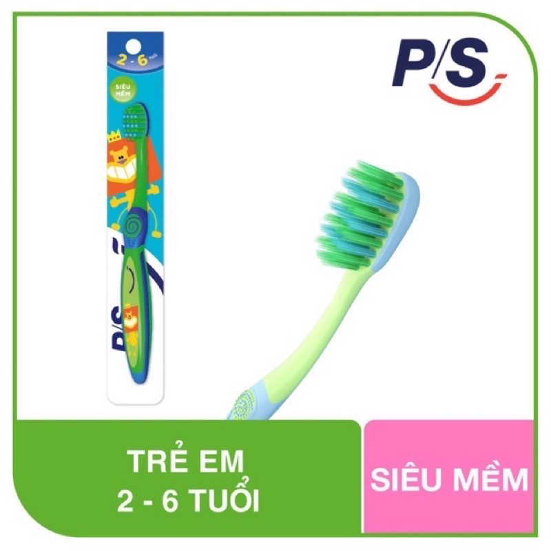 Bàn chải đánh răng P/S cho bé 2-6 tuổi + Tặng hộp sáp màu