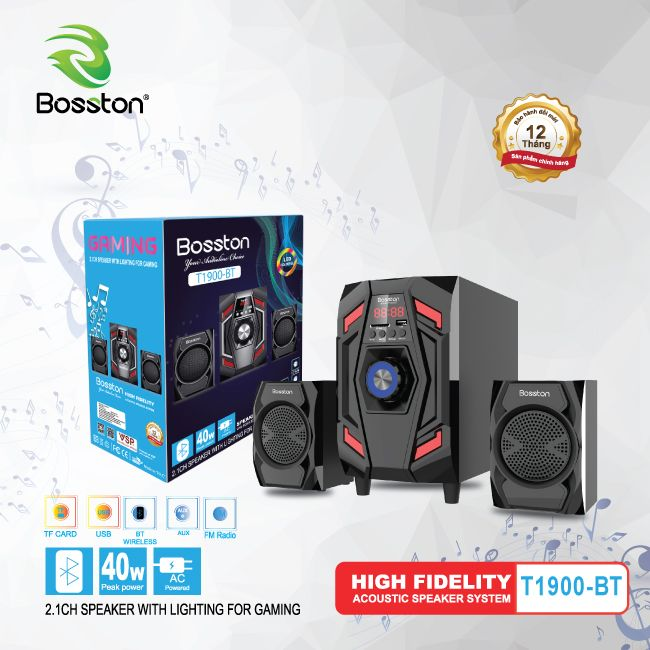 [Giá rẻ hủy diệt] Loa Bosston Bluetooth 2.1 T1800 led RGB AC220v âm thanh sống động mạnh mẽ, bass khủng