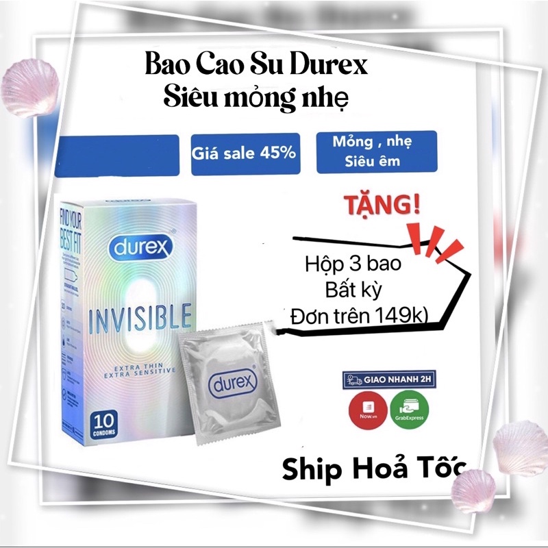 Bao cao su durex invisible √ siêu mỏng √ , bcs durex siêu mỏng cho cảm giác chân thật nh.ất