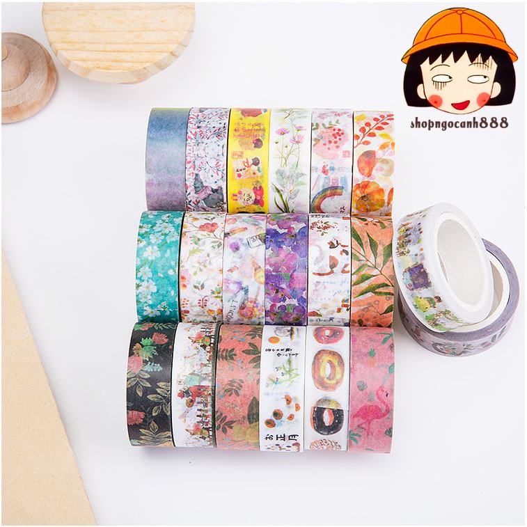 băng dính washi tape nhiều họa tiết nhiều hình
