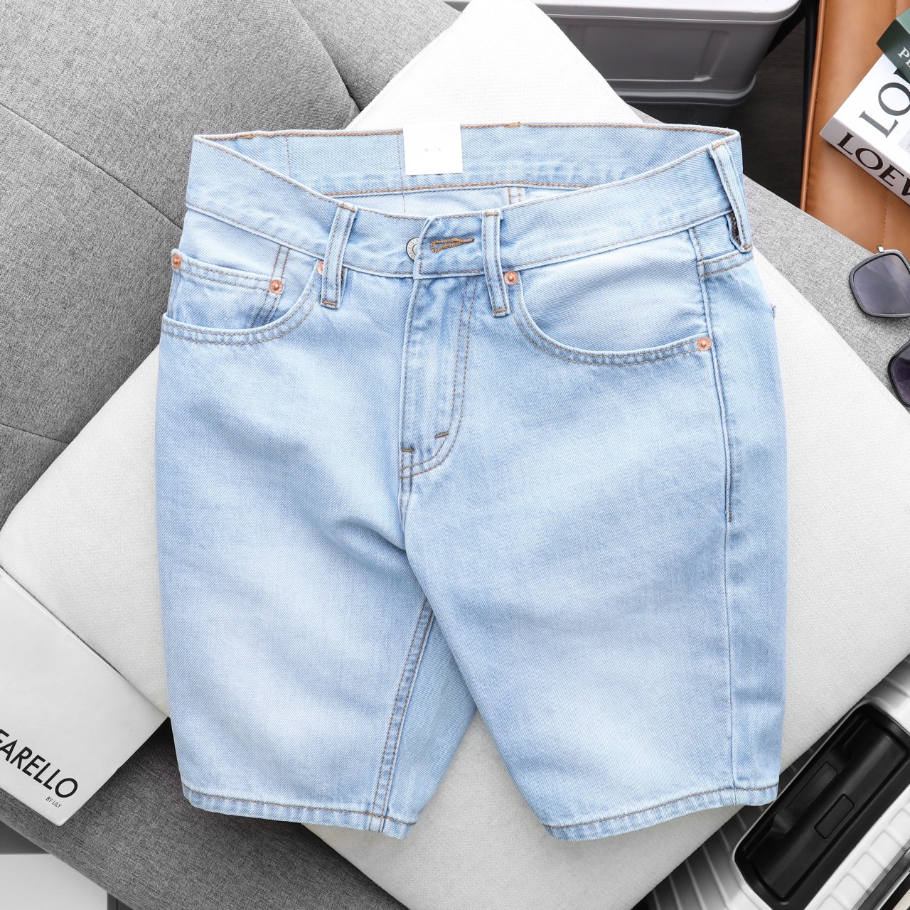 Quần short jeans nam đơn giản,chất jean cotton co giãn,form suông MC76