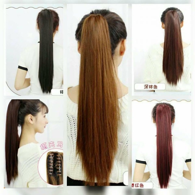 Tóc giả ngoạm đuôi thẳng kèm ảnh thật chất tóc sợi tơ cao cấp 🔸bichngocvic' s shop