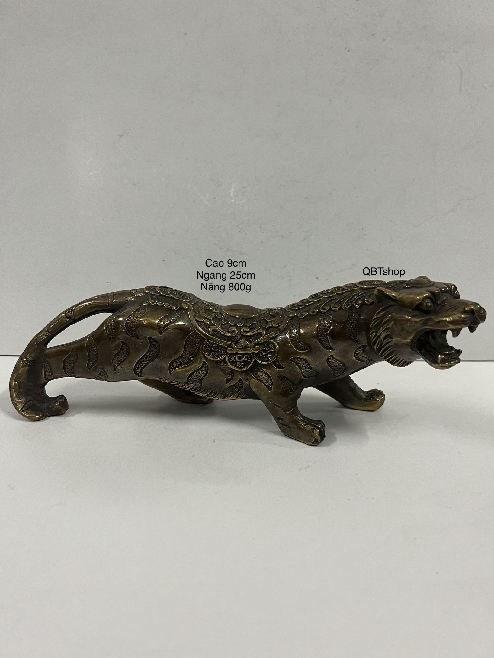 Tượng Con Cọp ( Hổ ) hoa văn - Dần đắc lộc đắc thọ bằng đồng