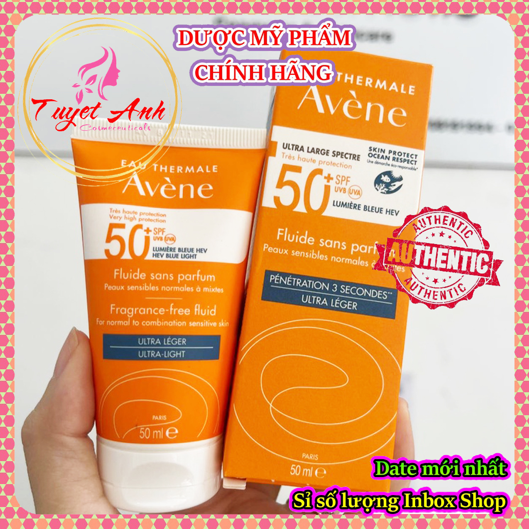 [Auth-Date mới] Kem chống nắng AVENE DRY TOUCH Fluide - Fluid SPF50+ 50ml, Da thường, hỗn hợp nhạy cảm