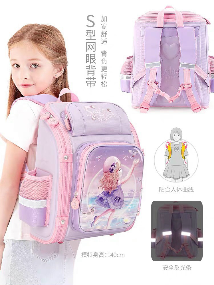 Sỉ - balo chống gù cô gái hoa cho bé gái cấp 1
