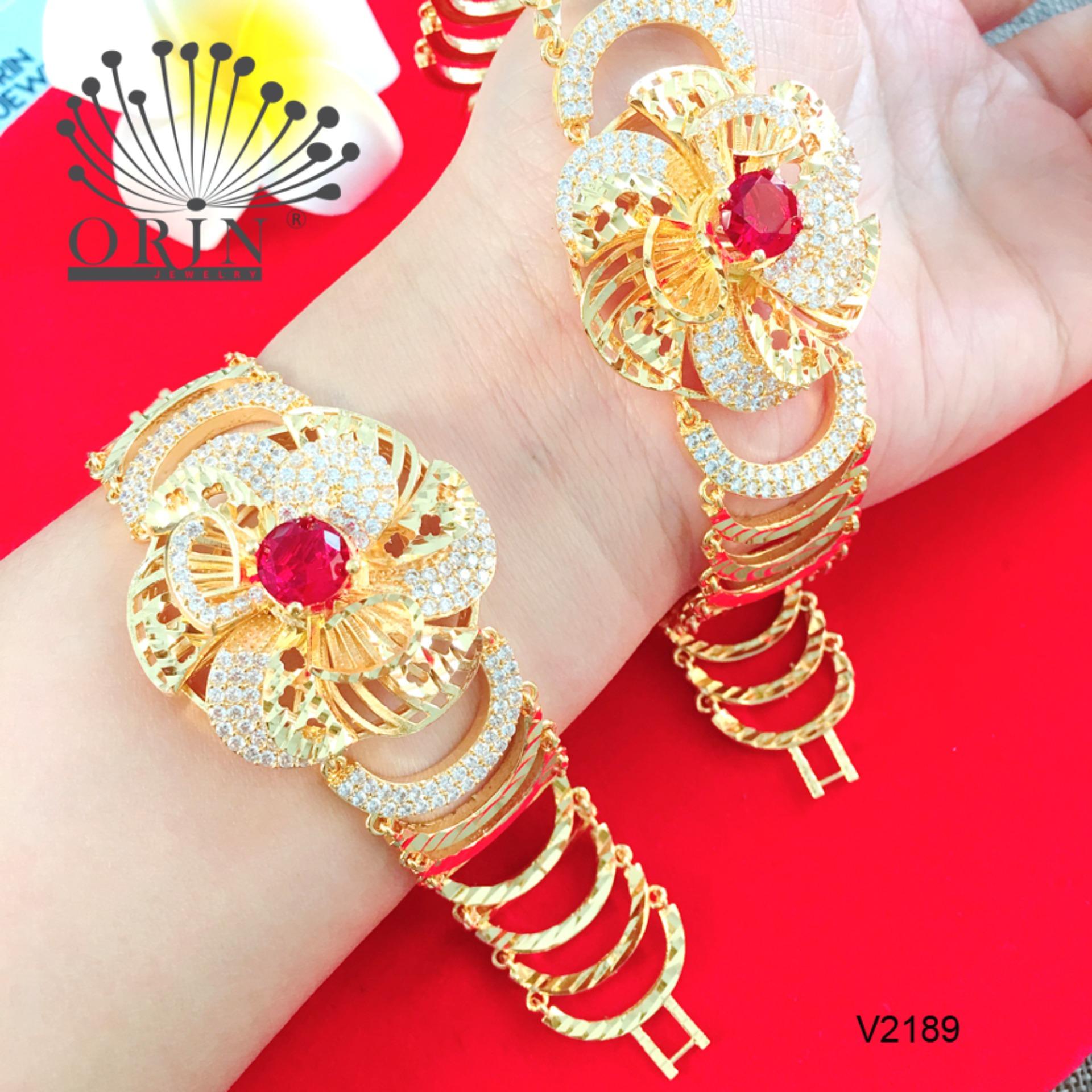 [Hoàn tiền 20%] Vòng tay nữ lắc tay nữ hoa xoáy đỏ bền màu đính đá thiết kế thời thượng Orin V2189 - Long Tien
