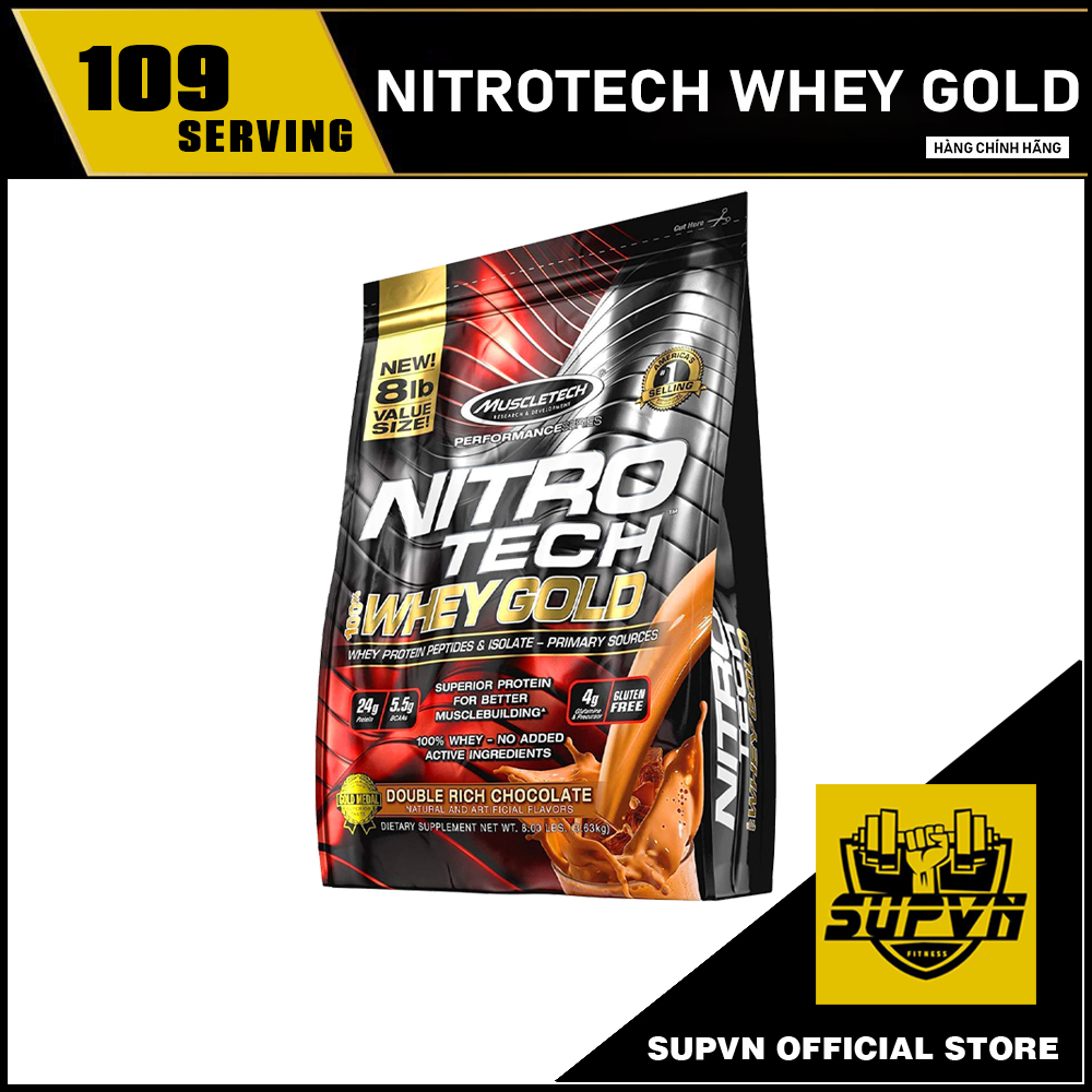 Nitrotech 100% whey gold 8lbs - sữa tăng cơ whey protein tinh khiết