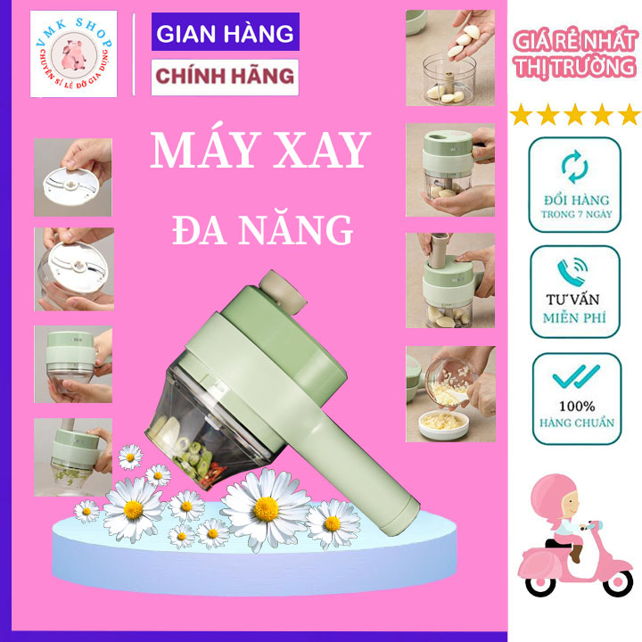 Máy cắt lát xay rau củ cầm tay cao cấp , Máy cắt xay hành tỏi