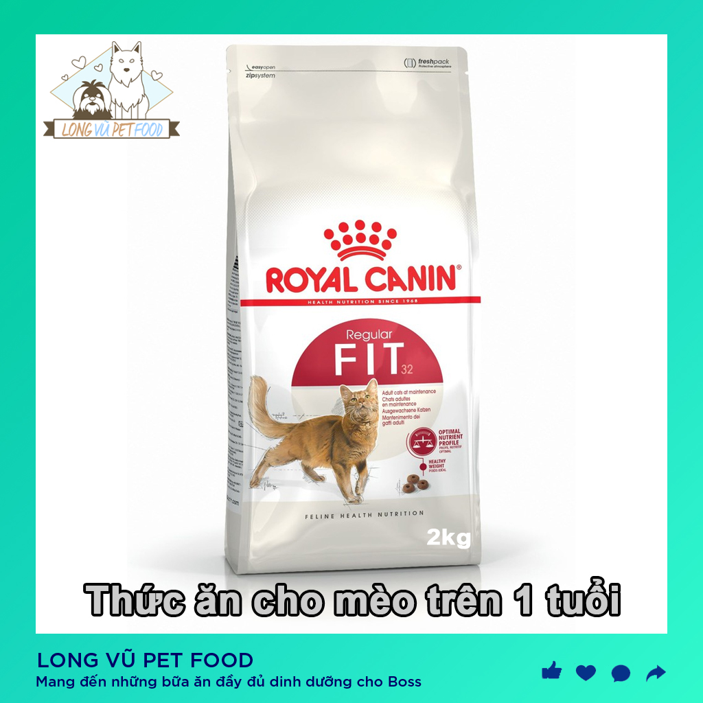 [Túi 2kg] Royal Canin Fit 32 - Thức ăn cho mèo trưởng thành trên 1 tuổi