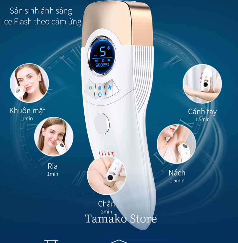 Máy triệt lông vĩnh viễn ILIFT Ice Flash băng lạnh không đau công nghệ ánh sáng xung thông minh, máy wax lông lạnh mini