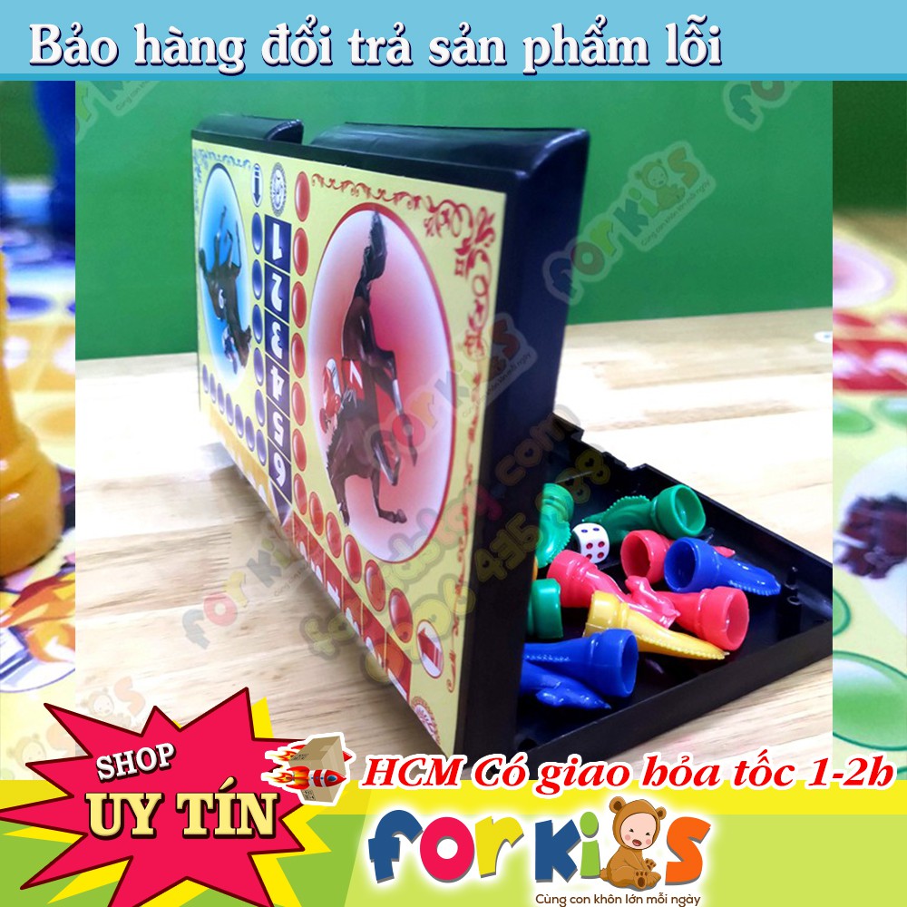 Cờ cá ngựa bàn nhựa nhỏ 28x28cm cờ đua ngựa trò chơi tết giải trí