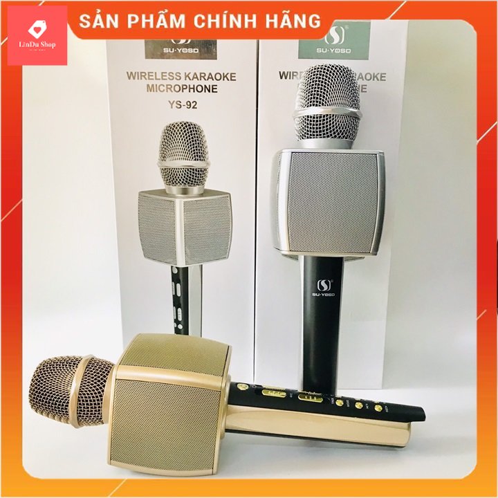 Micro karaoke bluetooth ys-92 trang bị soudcard dùng livetream vừa hát như micro loa rời bình thường chuẩn - micro karaoke kèm loa bluetooth su-yosd ys-92 cao cấp - âm thanh lớn không rè, mic bắt giọng tốt, bass siêu trầm- lindu shop