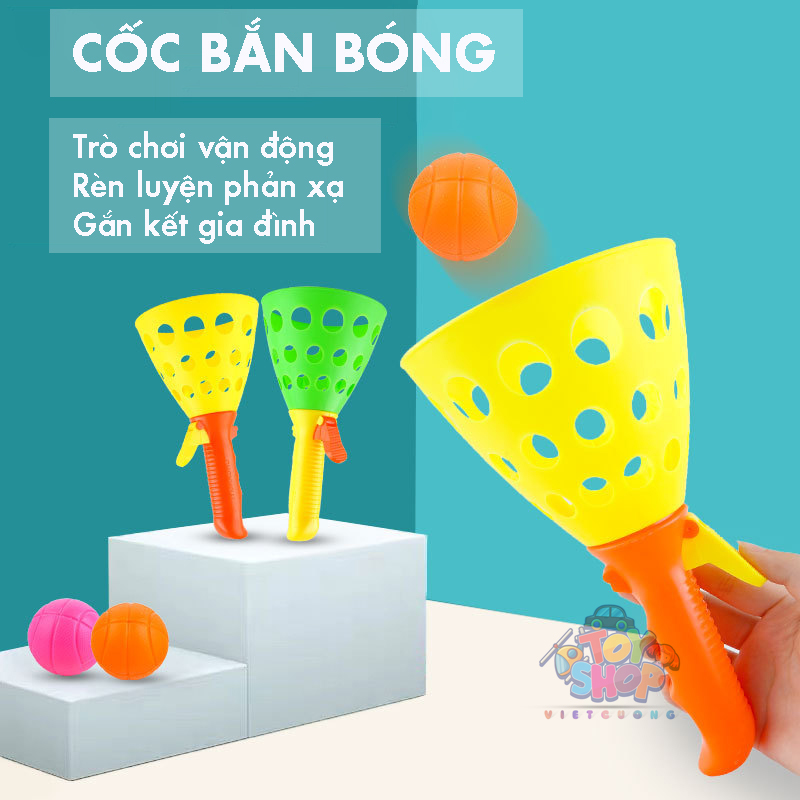 Đồ chơi cốc bắn bóng vui nhộn, trò chơi vận động tương tác và phản xạ