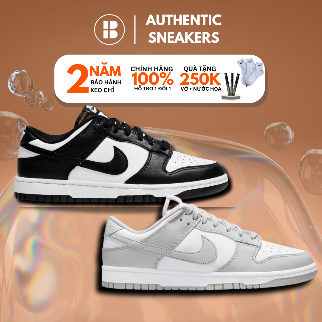 Giày Nike Dunk Panda Low, Dunk Xám Grey FOG cực hot Authentic Full box The Bang Sneaker